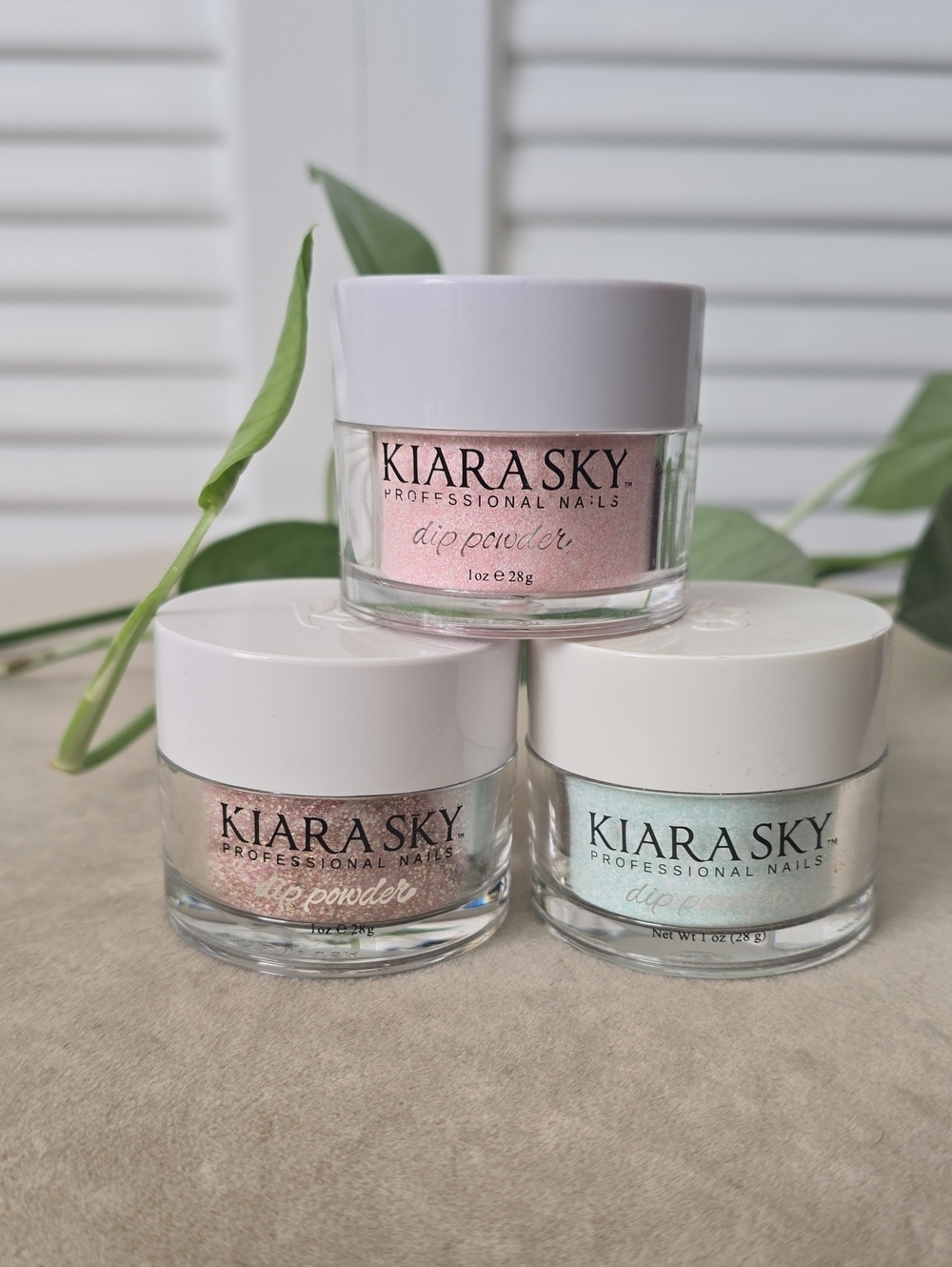 Kiara Sky Dip Powder Trio — Pink, Rose Gold & Mint Shades